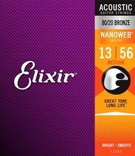 Elixir 11102 80/20 Bronze Nanoweb Medium 13-56 Acoustic Guitar Strings 1-3 Packs