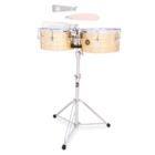 Latin Percussion LP255-B Tito Puente 12" & 13"" Timbales brass with stand and cowbell handle"