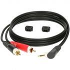 Klotz AY7A0200 2x RCA 2p - 1x Mini-Jack 3p Angled Adapter Cable, 2m