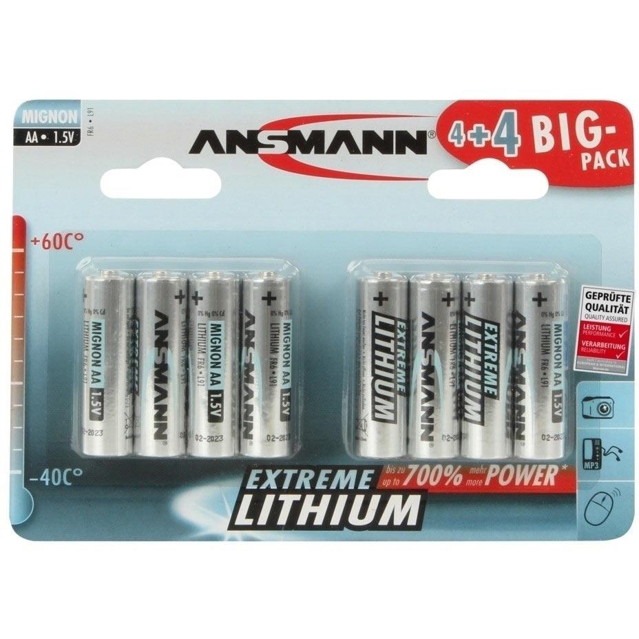 Ansmann Extreme Lithium Range 8 x AA Batteries