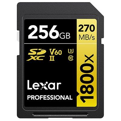 Lexar 256GB Professional 1800x 270MB/Sec UHS-II V60 SDXC Card