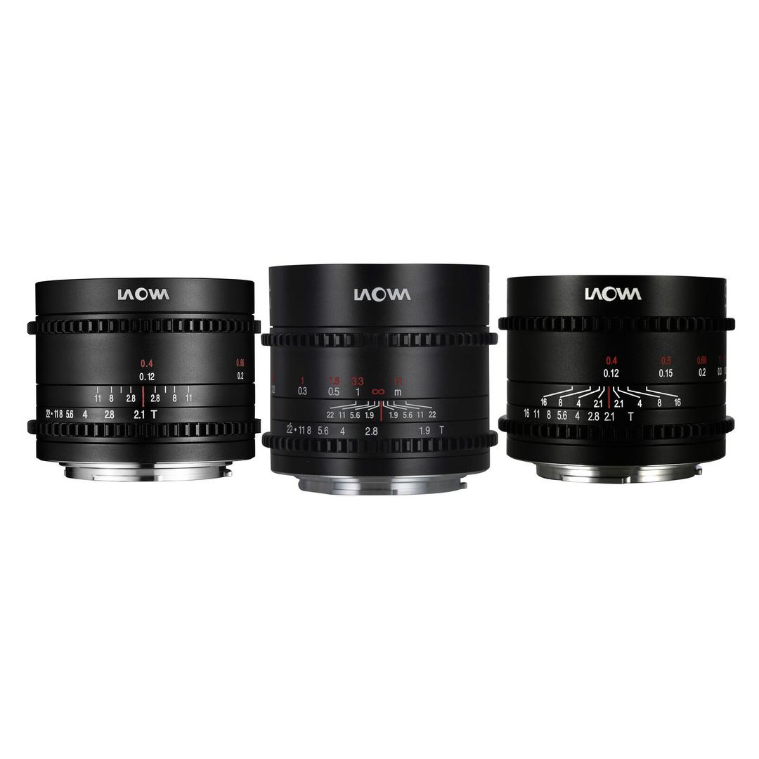 Laowa Cine Prime 3 Lens set (7.5mm,10mm, 17mm) for Micro Four Thirds