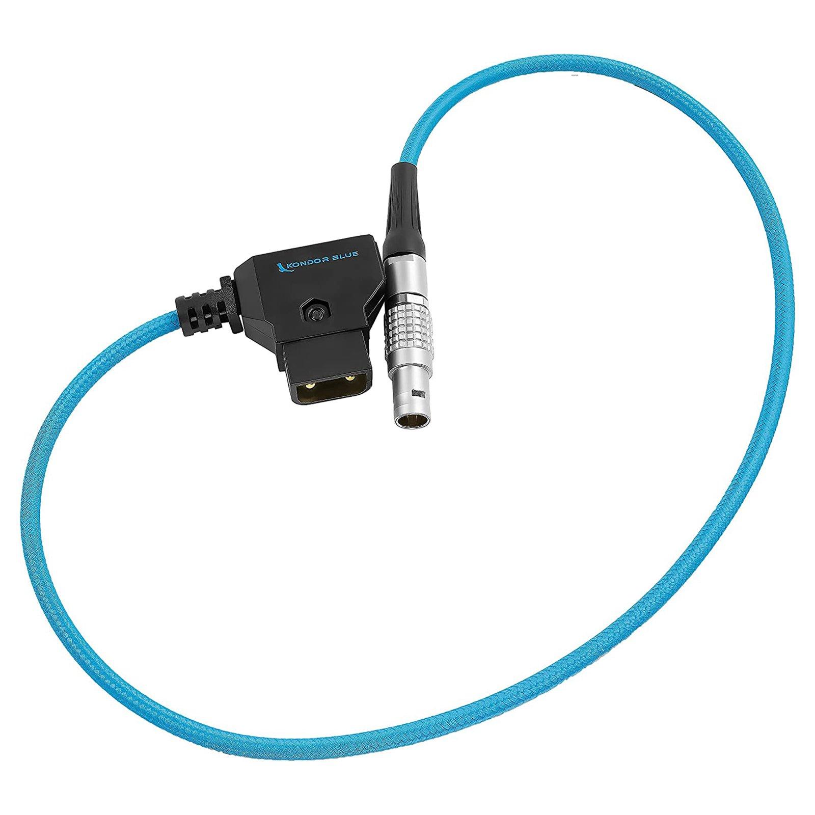 Kondor Blue Coiled D-TAP to LEMO 2 Pin 0B Male Power Cable for Z Cam SmallHD Teradek Black