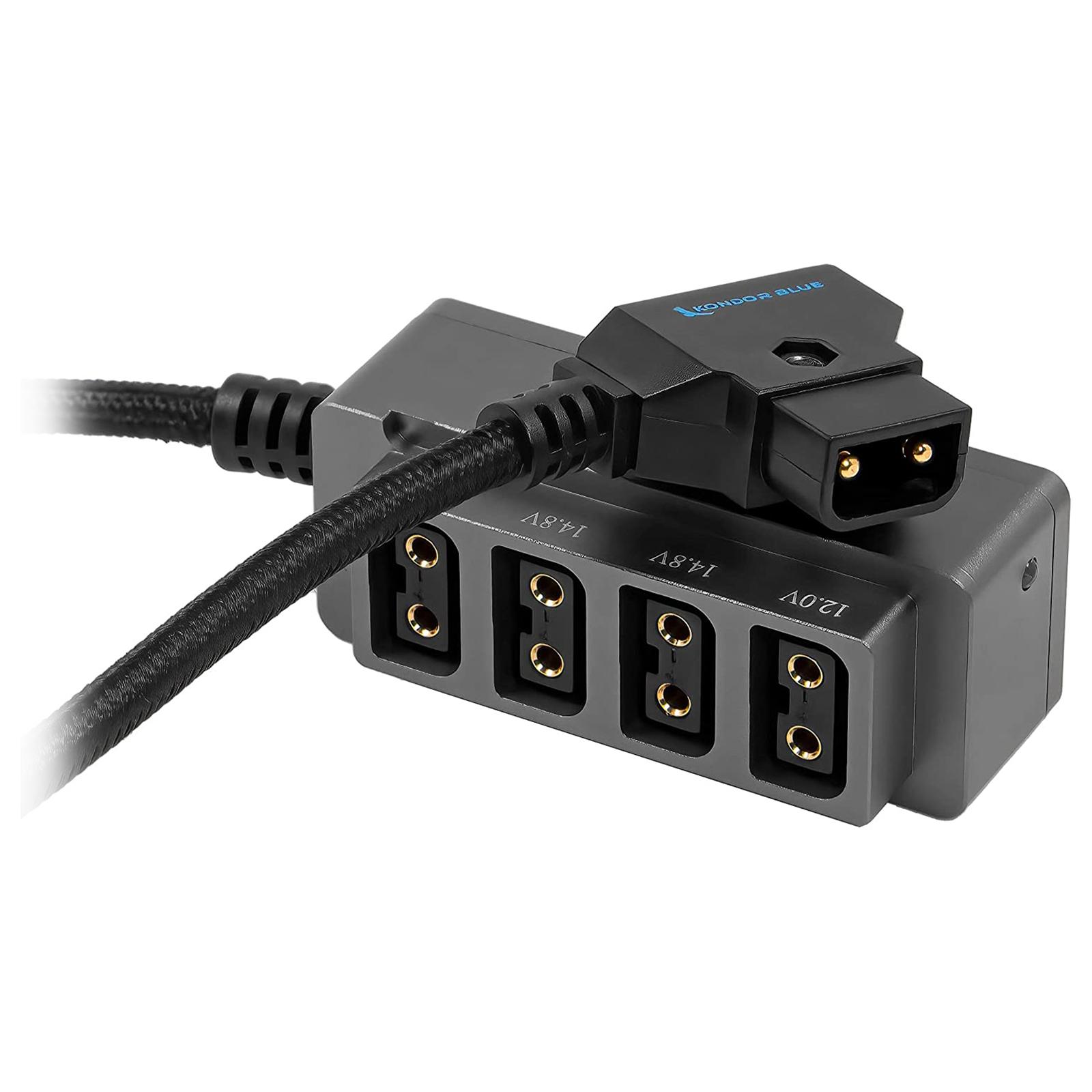 Kondor Blue 12V Metal D-Tap Hub 4 Way Port Power Tap Spliltter 1/4-20 Thread