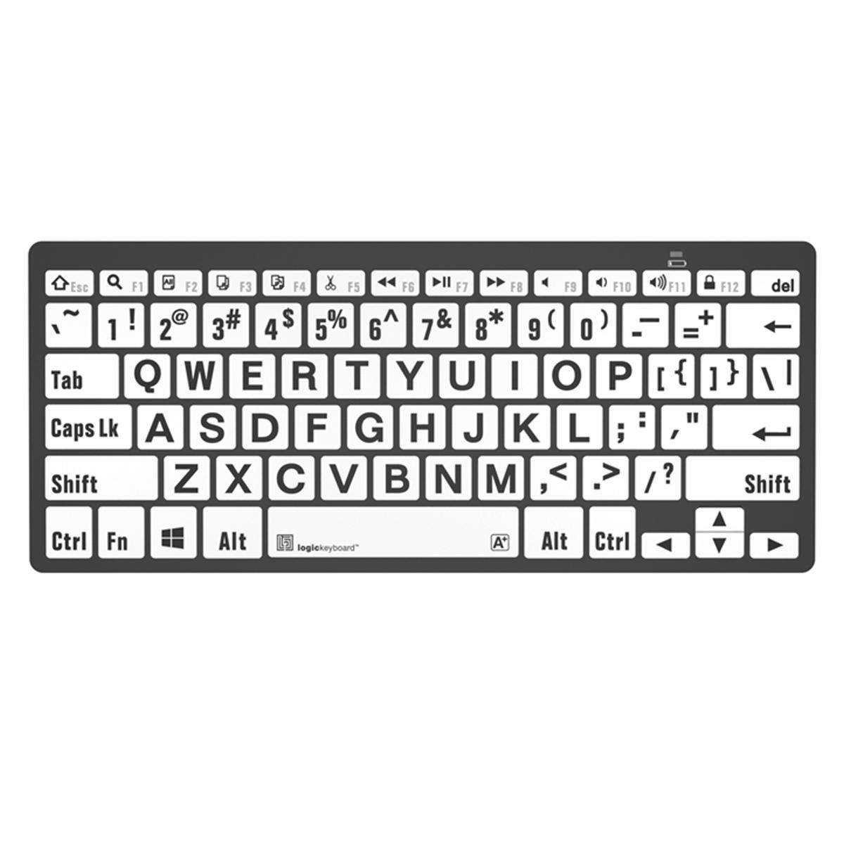 Logickeyboard XLPrint Bluetooth Black on White PC Keyboard