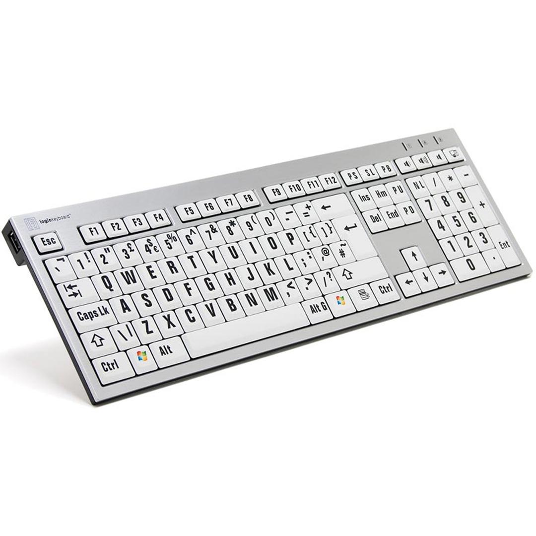 Logickeyboard XLPrint Slim Line Black on White PC Keyboard