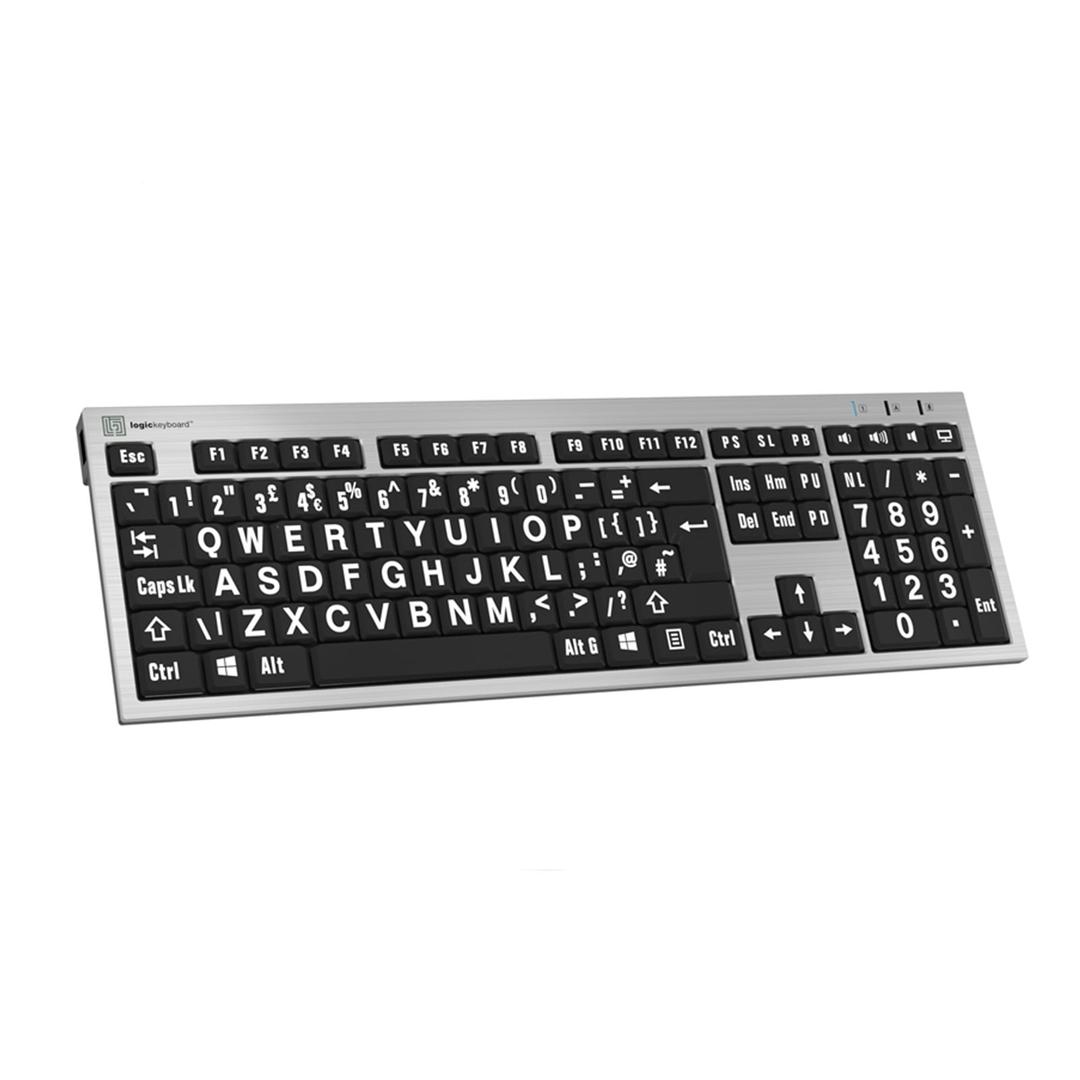 Logickeyboard XLPrint Slim Line White on Black PC Keyboard