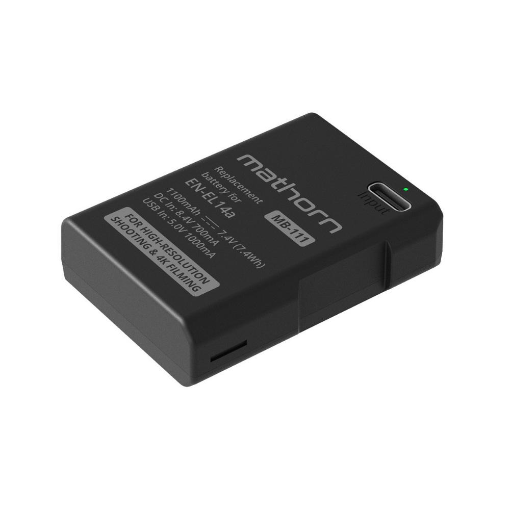 Mathorn MB-111 USB-C Rechargeable Camera Battery (Nikon EN-EL14a)