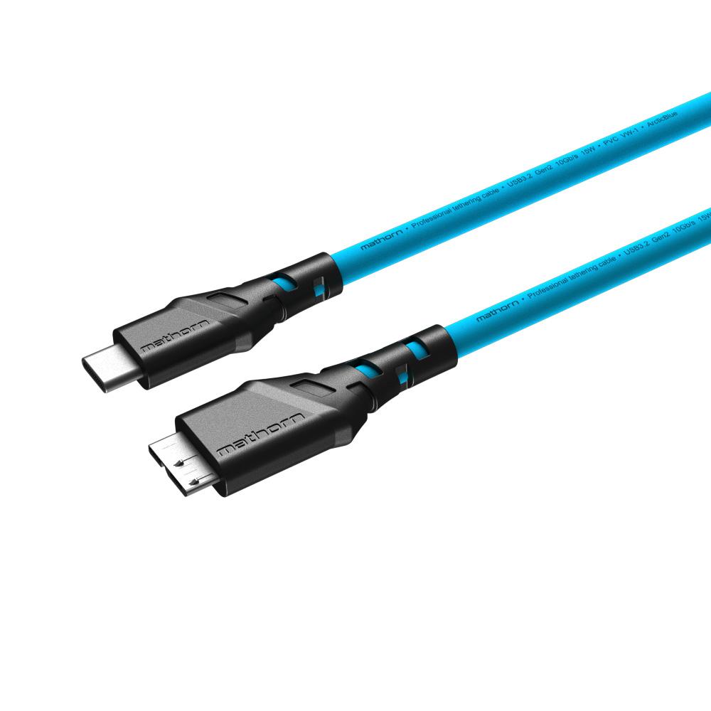 Mathorn MTC-530 USB C - Micro B 5m Tethering Cable - ArcticBlue