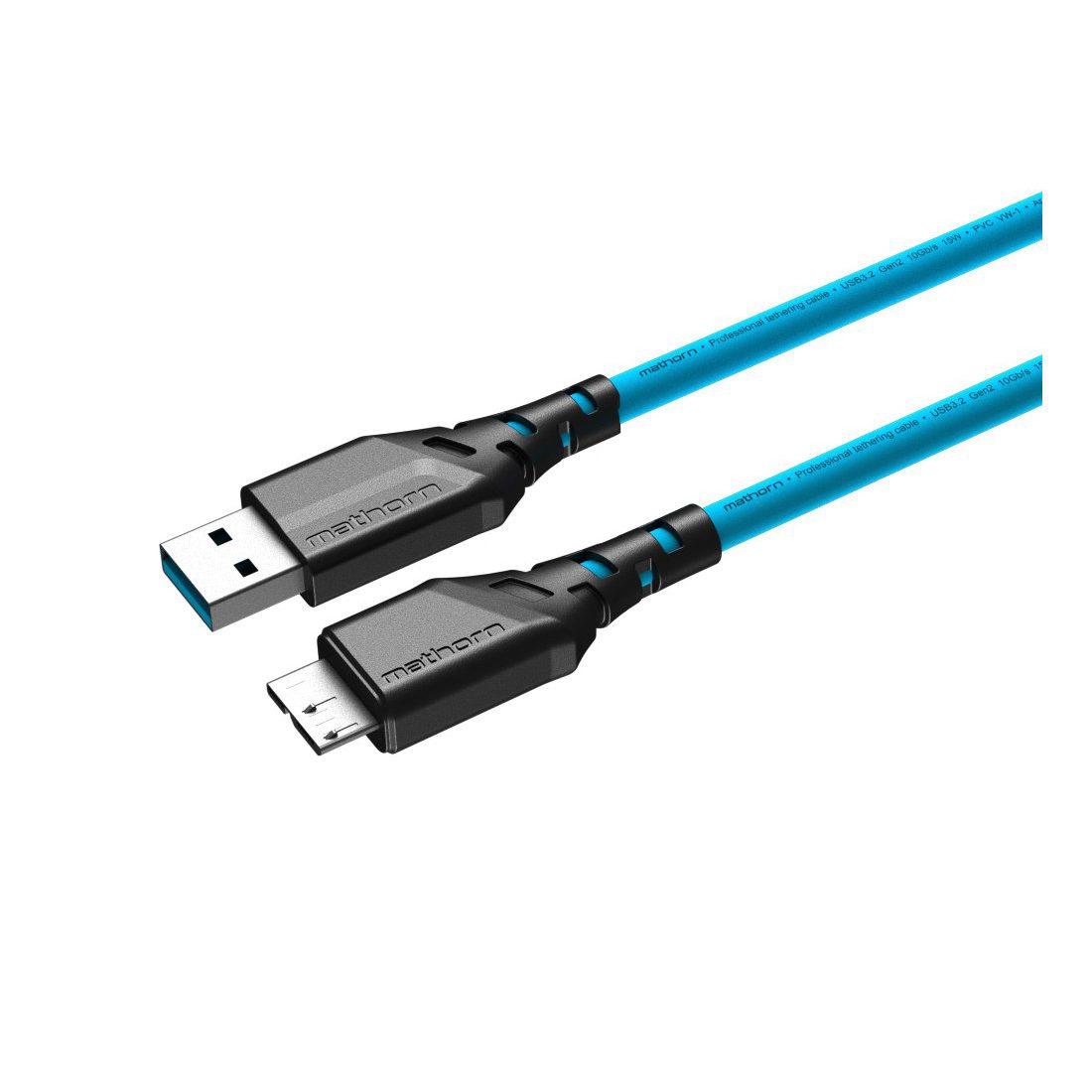 Mathorn MTC-220 USB A - Micro B 2m Tethering Cable - ArcticBlue