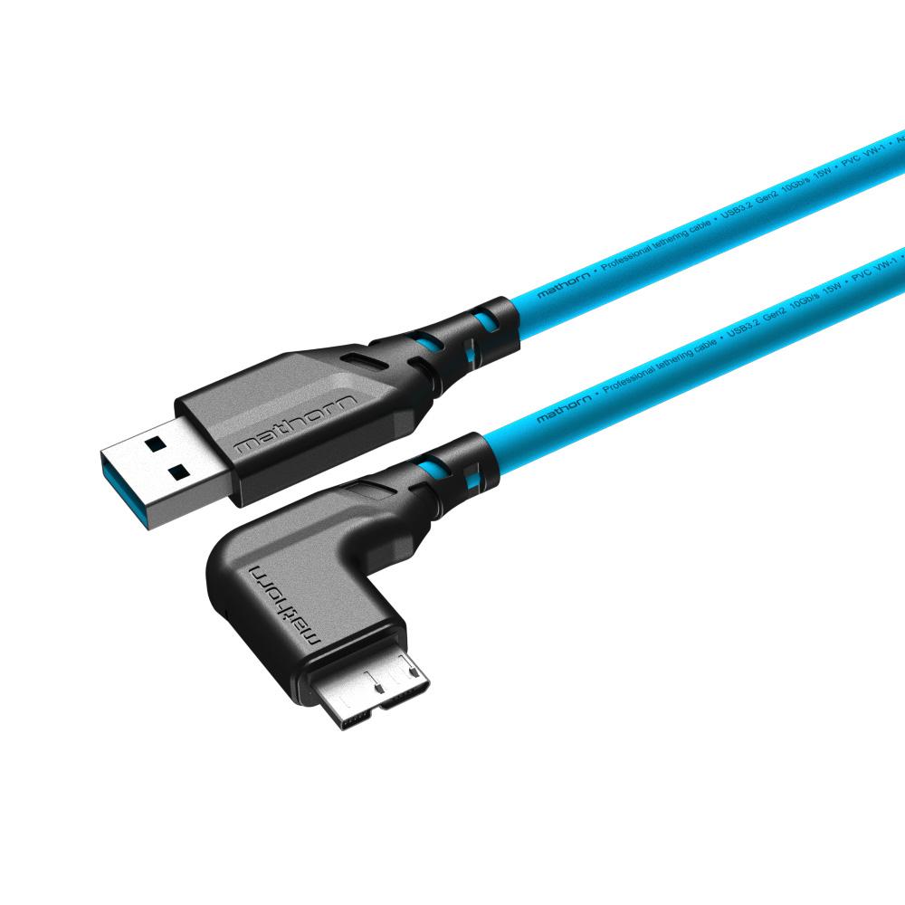 Mathorn MTC-221 USB A - Micro B 90 2m Tethering Cable - ArcticBlue