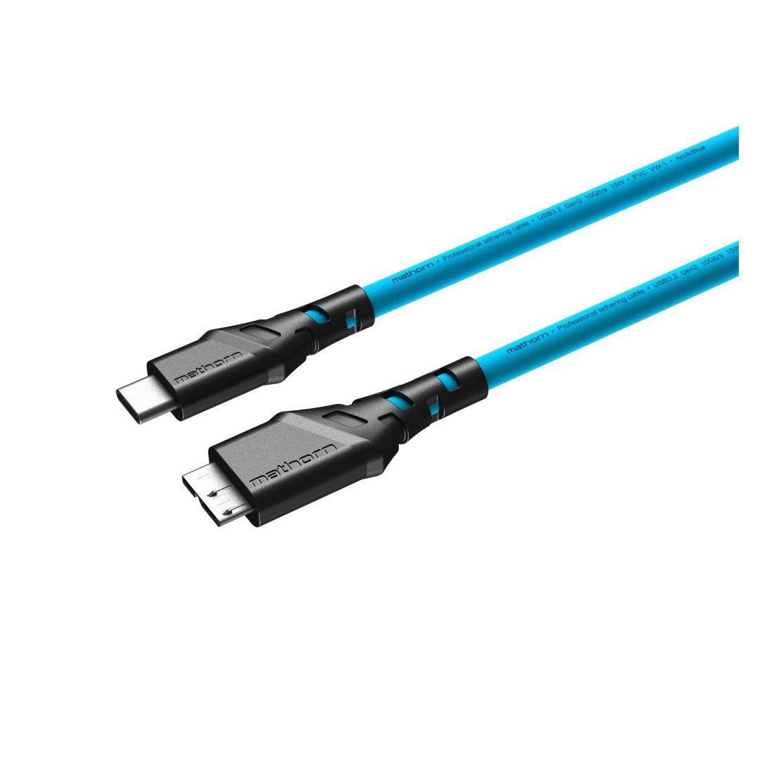 Mathorn MTC-230 USB C - Micro B 2m Tethering Cable - ArcticBlue