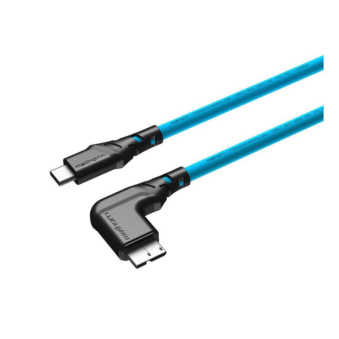 Mathorn MTC-231 USB C - Micro B 90 2m Tethering Cable - ArcticBlue
