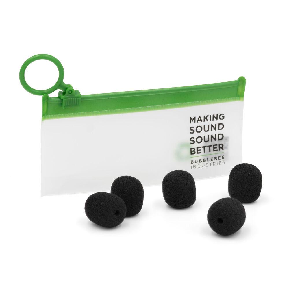 Bubblebee The Microphone Foam For Lavalier Mics - Large, Black - 5-Pack