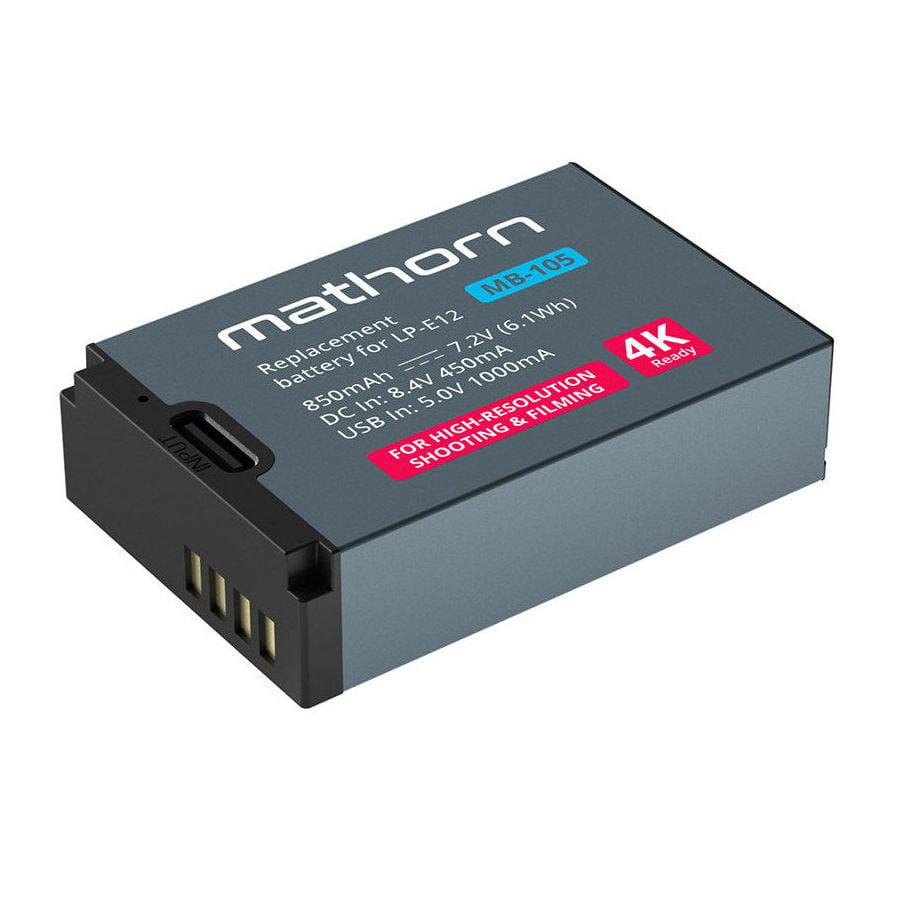 Mathorn MB-105 USB-C Rechargeable Camera Battery (Canon LP-E12)
