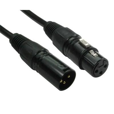 Cables Direct 0.5M 3PIN XLR M-F Cable (Black Hoods + Gold Pins)