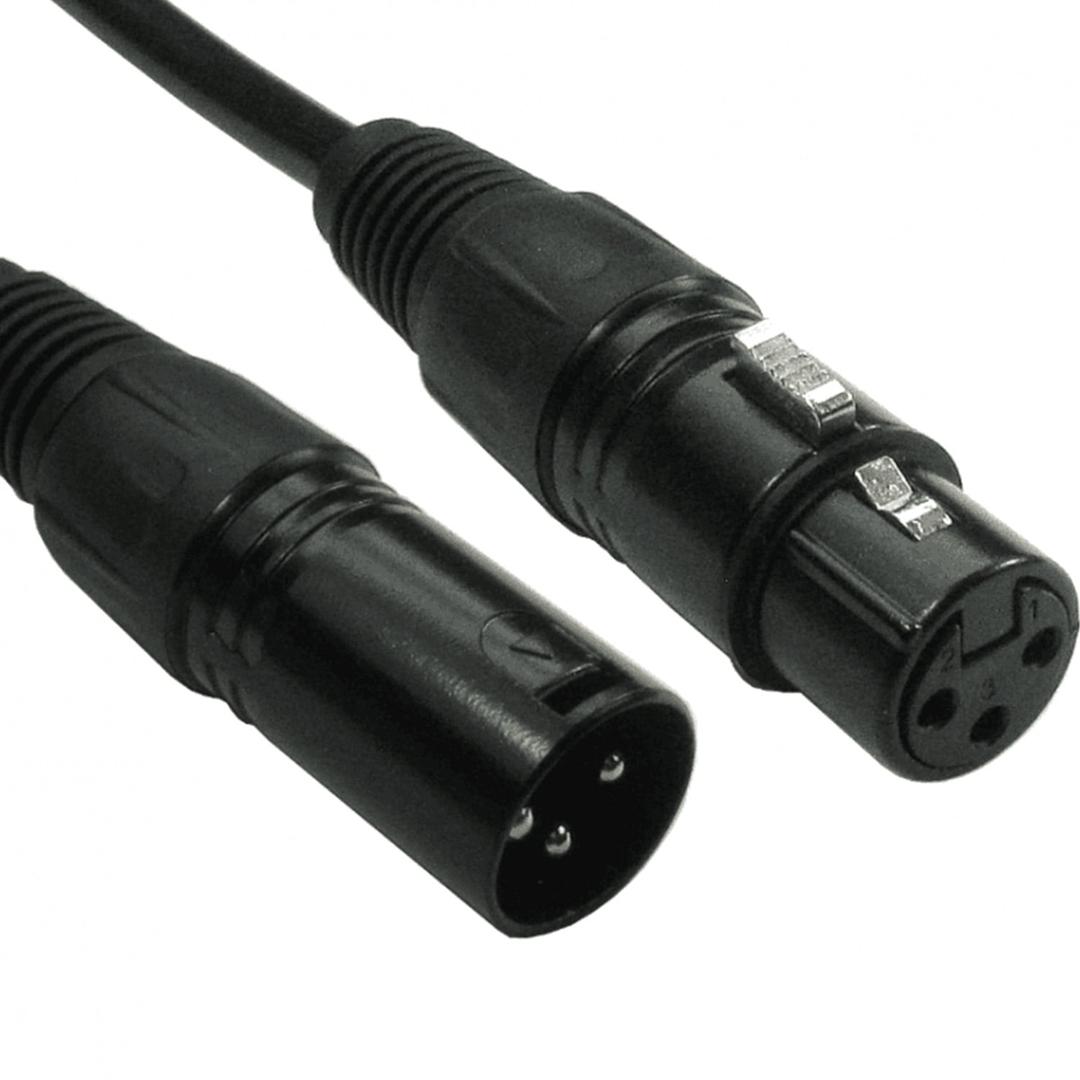 Cables Direct 3M 3PIN XLR M-F Cable (Black Hoods + Gold Pins)