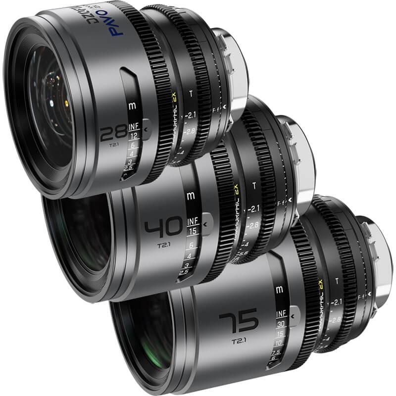 DZOFILM Pavo 28/40/75mm Lens Set A for PL + EF mount - Metre (Blue Coating)