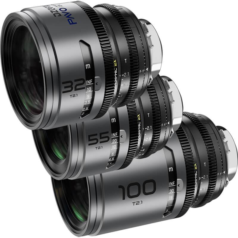 DZOFILM Pavo 32/55/100mm Lens Set B for PL + EF mount - Metre (Blue Coating)