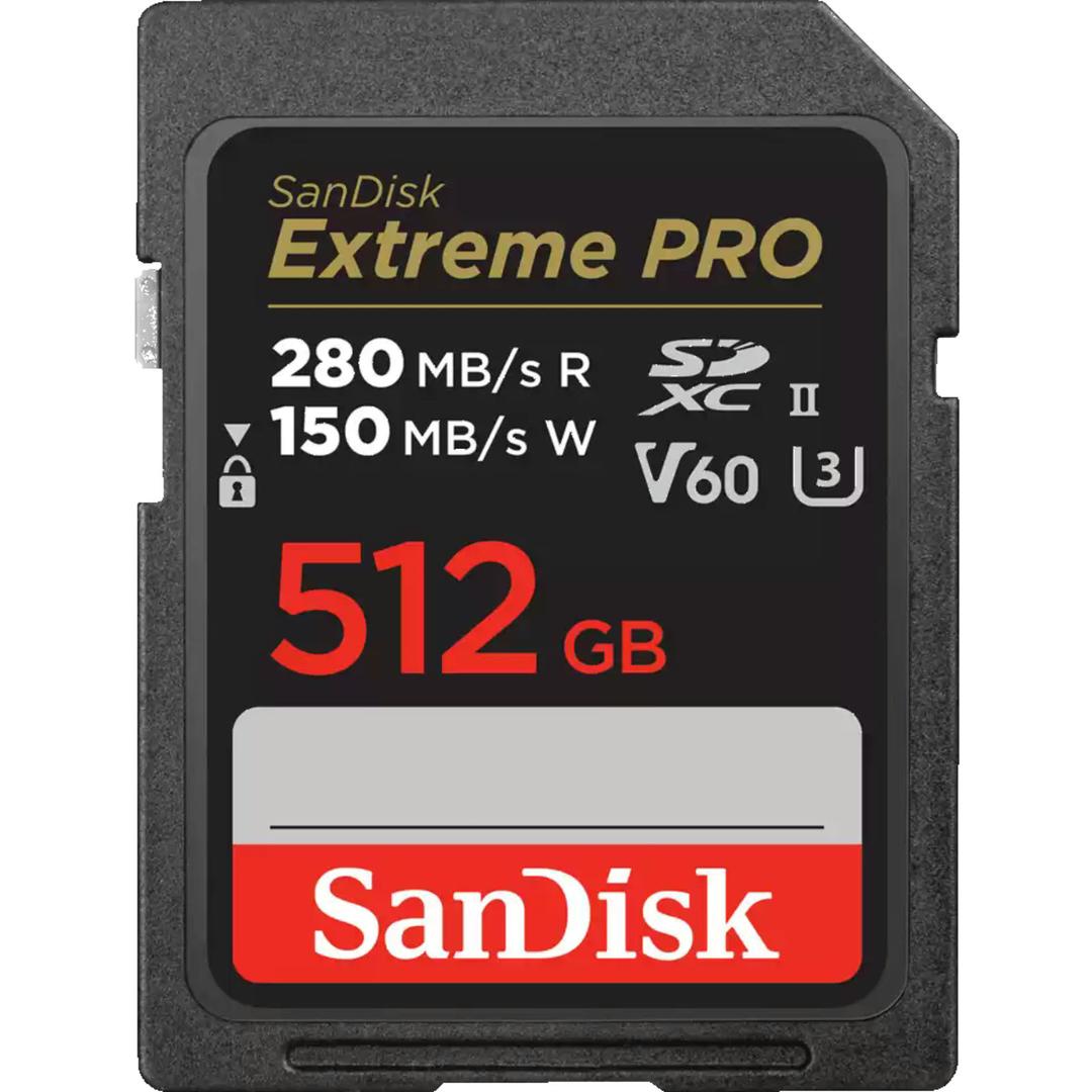 SanDisk Extreme PRO 512GB 280MB/s UHS-II V60 SDXC Memory Card