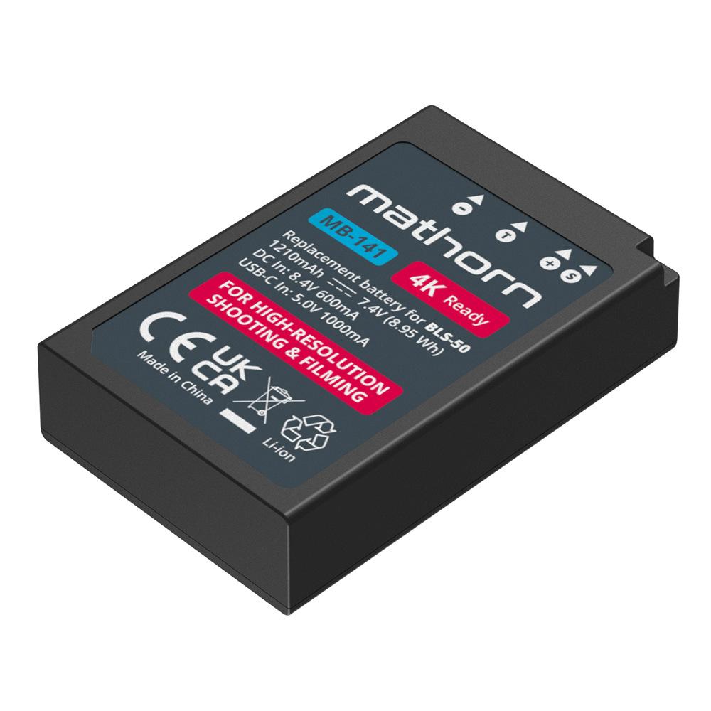 Mathorn MB-141 USB-C Rechargeable Camera Battery (Olympus BLS-50)