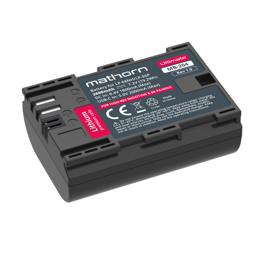 Mathorn MB-204 USB-C Rechargeable Ultimate Camera Battery (Canon LP-E6P)