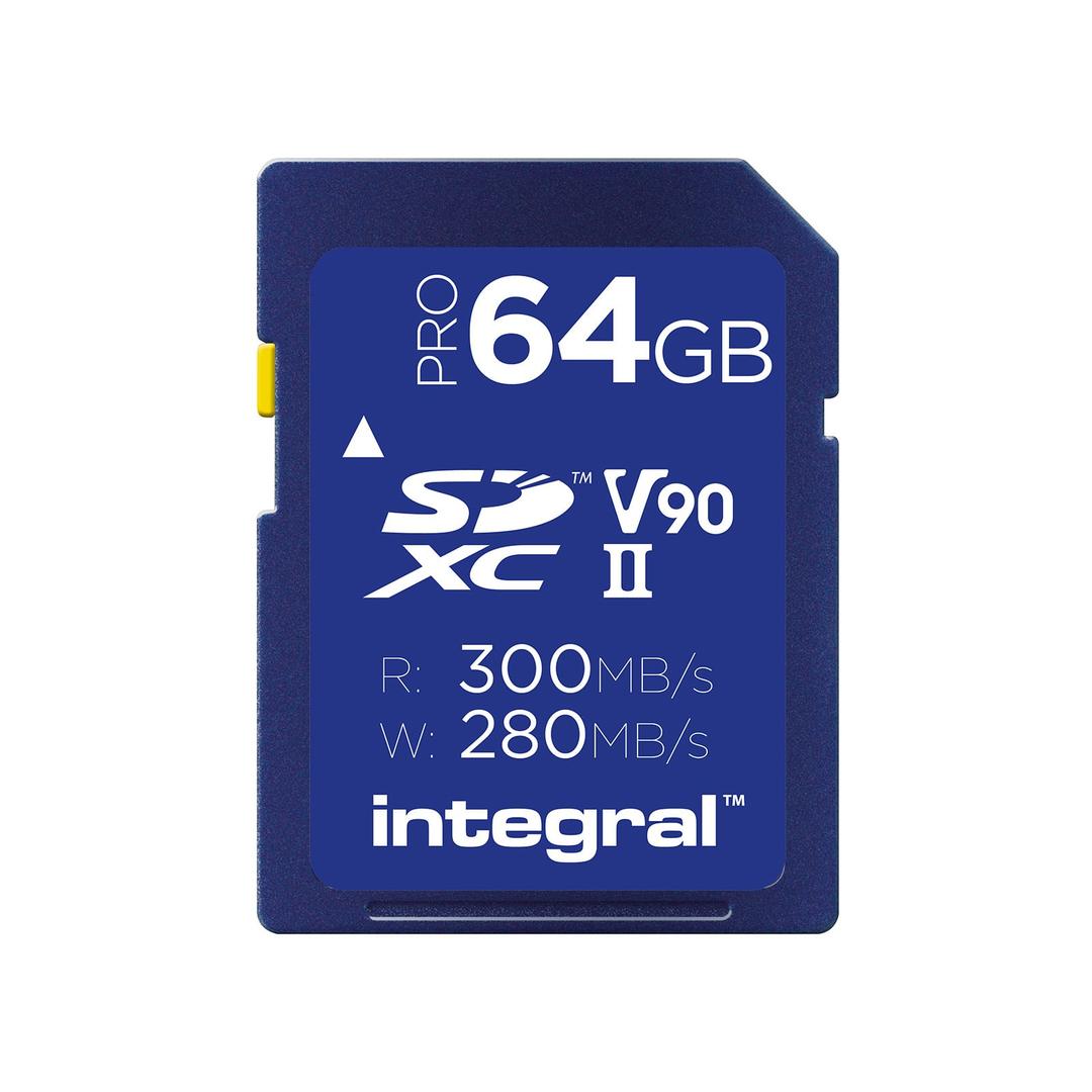 Integral 64GB Professional (300MB/Sec) UHS-II V90 SDXC Memory Card