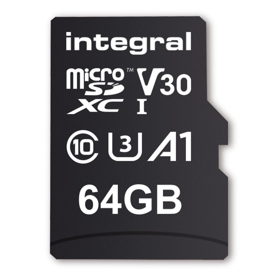 Integral 64GB High Speed (100MB/Sec) UHS-I U3 V30 Micro SD Card