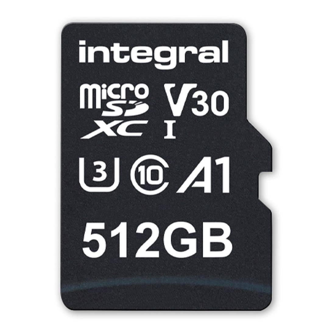 Integral 512GB High Speed (100MB/Sec) UHS-I U3 V30 Micro SD Card