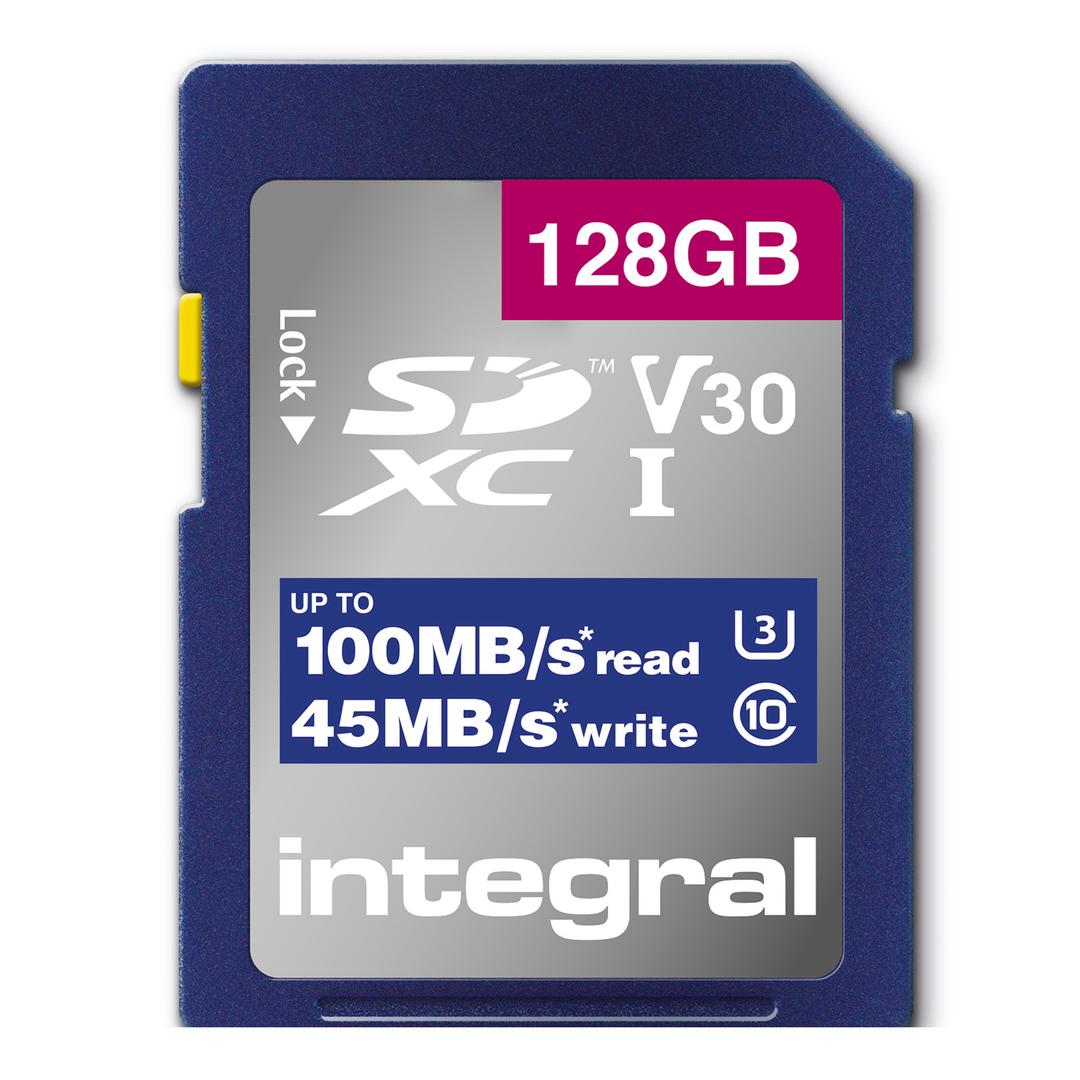 Integral High Speed 128GB 100MB/s SDHC/XC V30 SD Memory Card