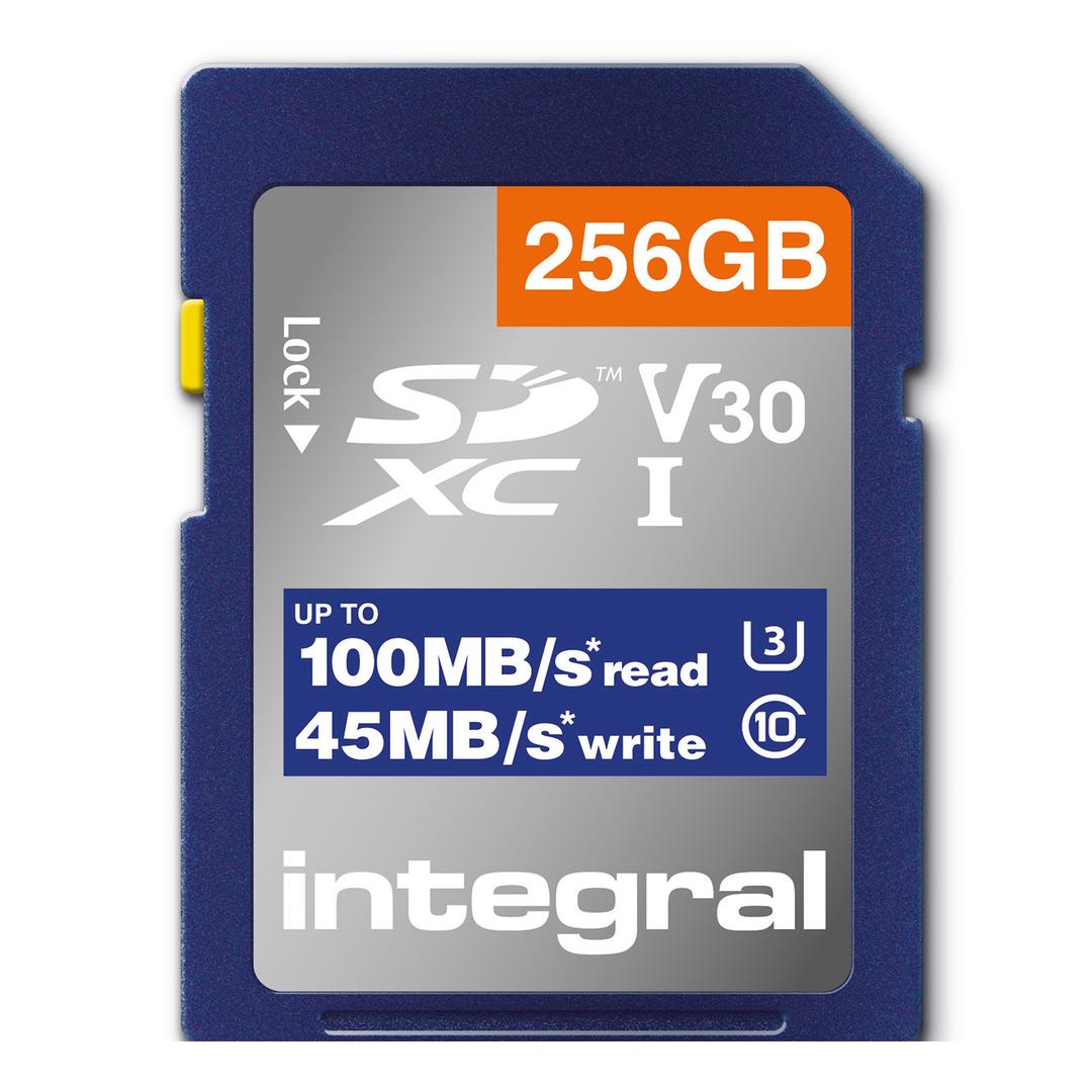 Integral High Speed 256GB 100MB/s SDHC/XC V30 SD Memory Card