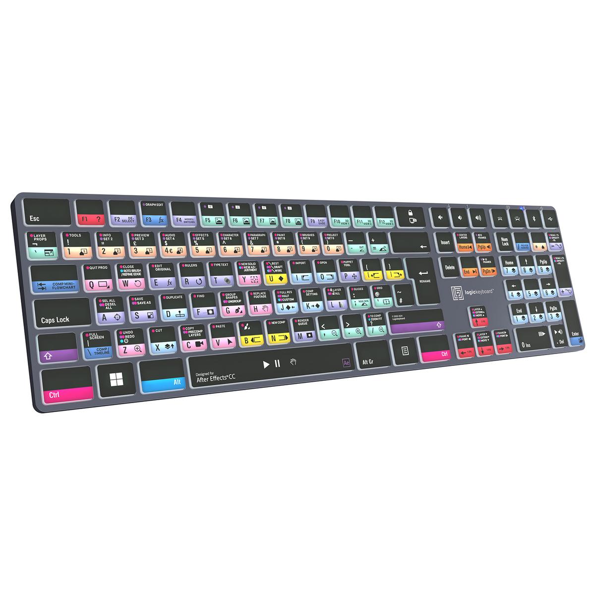 Logickeyboard Adobe After Effects CC TITAN Wireless Backlit Windows Keyboard