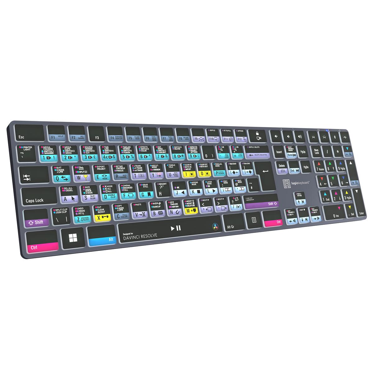 Logickeyboard DaVinci Resolve TITAN Wireless Backlit Windows Keyboard