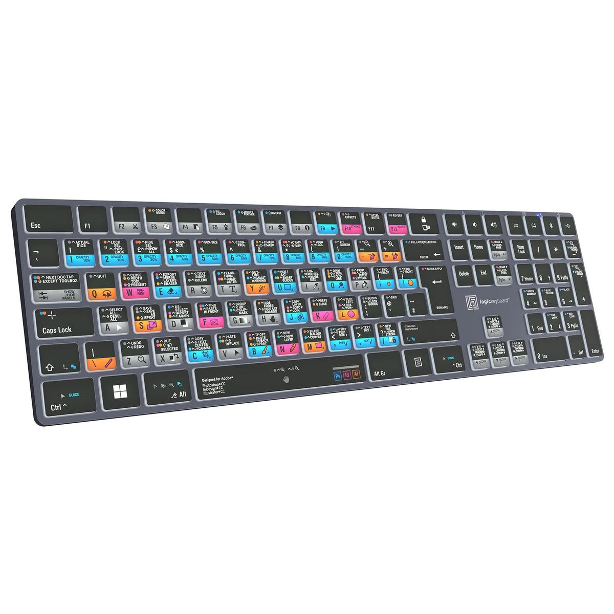 Logickeyboard Adobe Graphic Designer TITAN Wireless Backlit Windows Keyboard