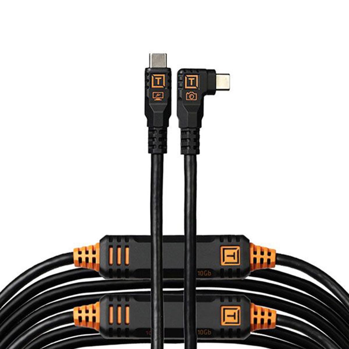 TetherTools TetherPro Optima 10G USB-C to USB-C Straight to Right 31ft (9.4m) - Non-Reflective Black