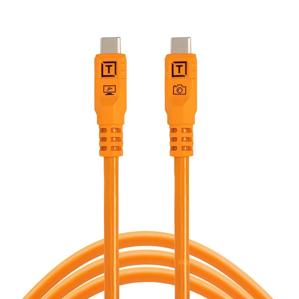 TetherTools TetherPro Optima 10G USB-C to USB-C Straight to Straight 10ft (3m) - High-Visibility Ora