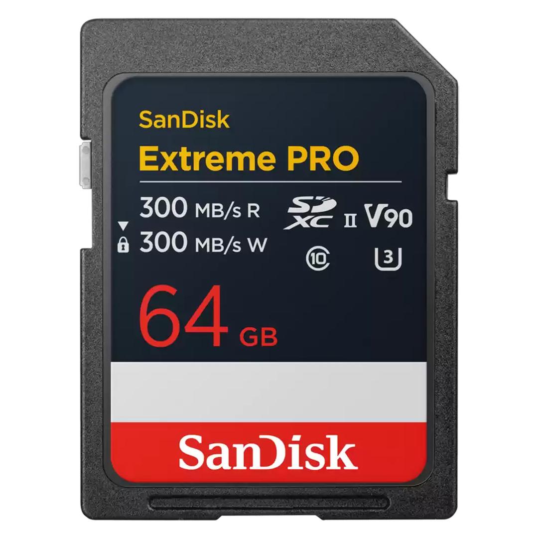 SanDisk Extreme Pro 64GB (300MB/s) UHS-II V90 SDXC Memory Card