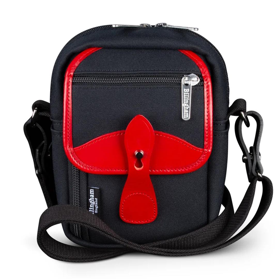 Billingham Compact Stowaway Shoulder Bag - Black FibreNyte / Red