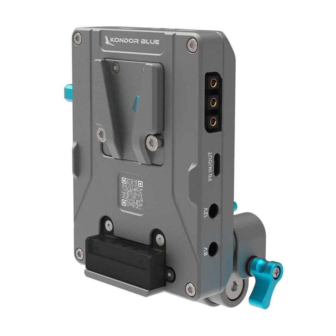 Kondor Blue Pro V-Mount Battery Plate with Swiveling Rod Block (Space Grey)