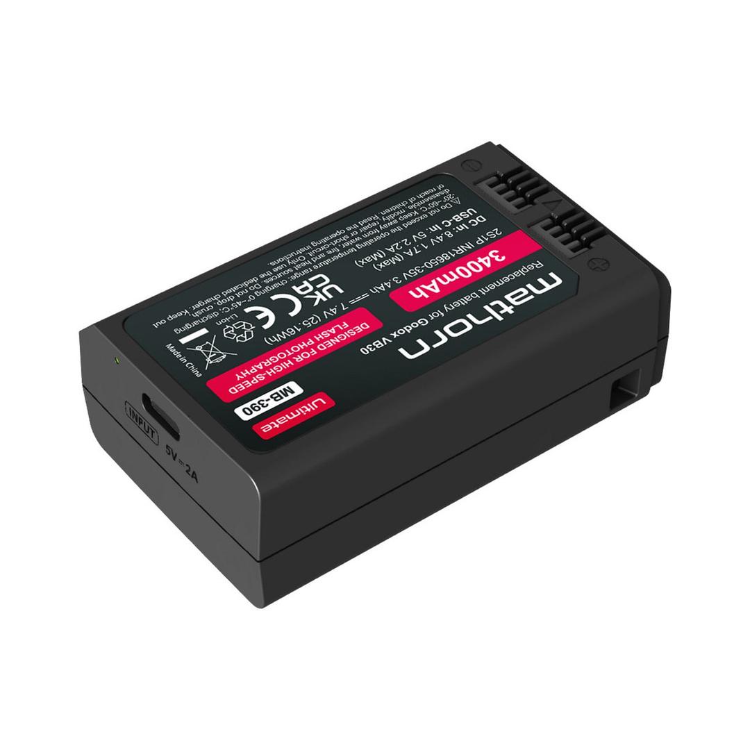 Mathorn MB-390 USB-C Rechargeable Ultimate Battery for Godox VB30 (3400mAh)