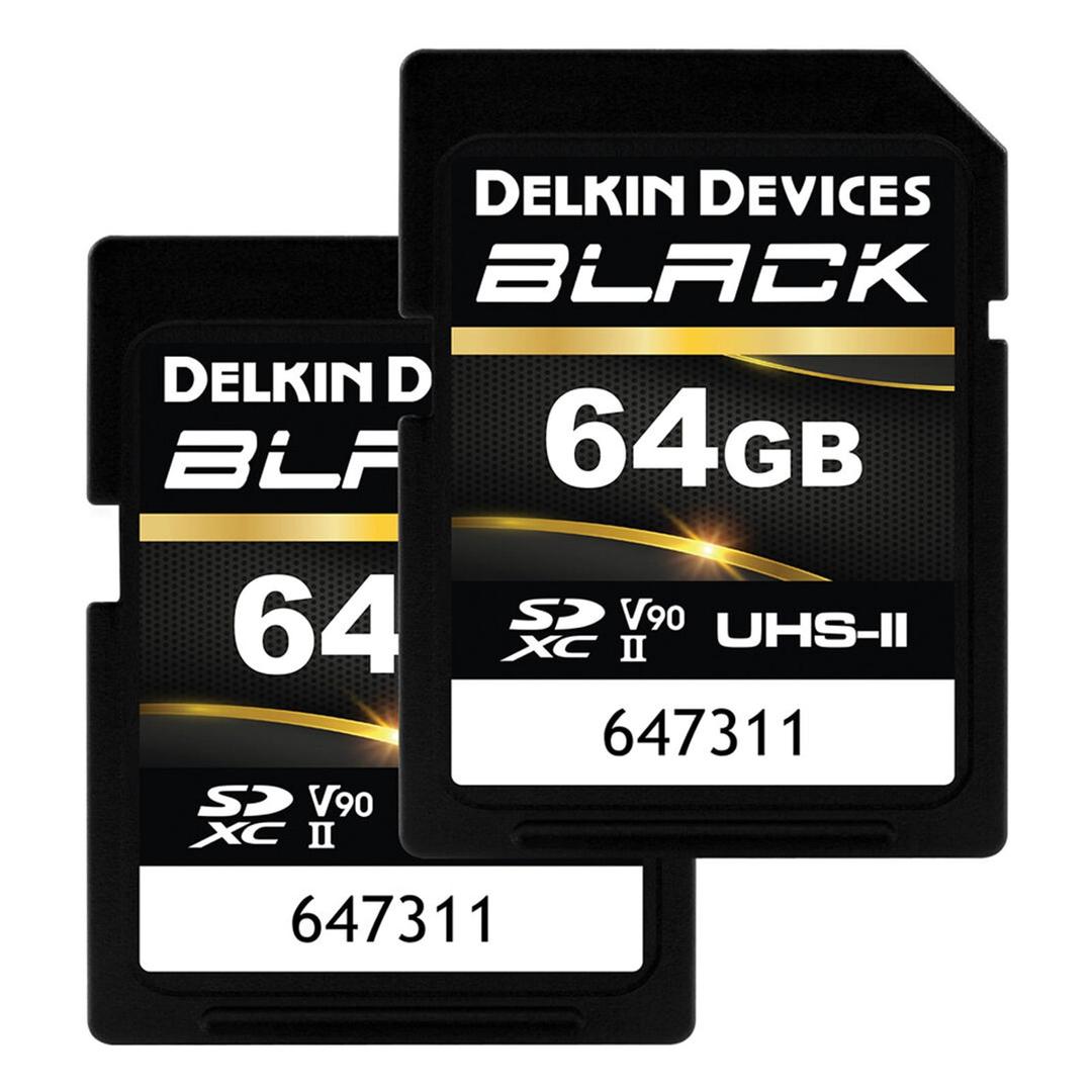 Delkin BLACK 64GB (300MB/s) UHS-II V90 SDXC Memory Card (Twin Pack)