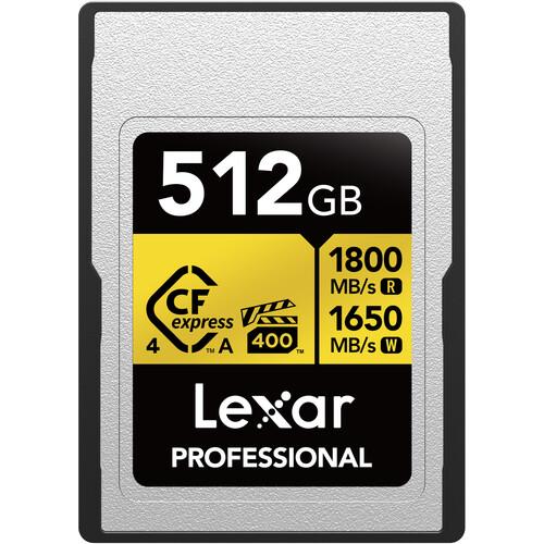 Lexar 512GB Pro (1800MB/Sec) CFexpress Type A 4.0 Gold Series Memory Card