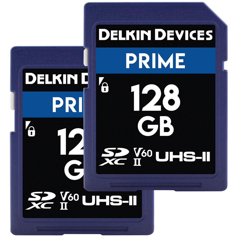 Delkin PRIME 128GB (280MB/s) UHS-II V60 SDXC Memory Card (2pk)
