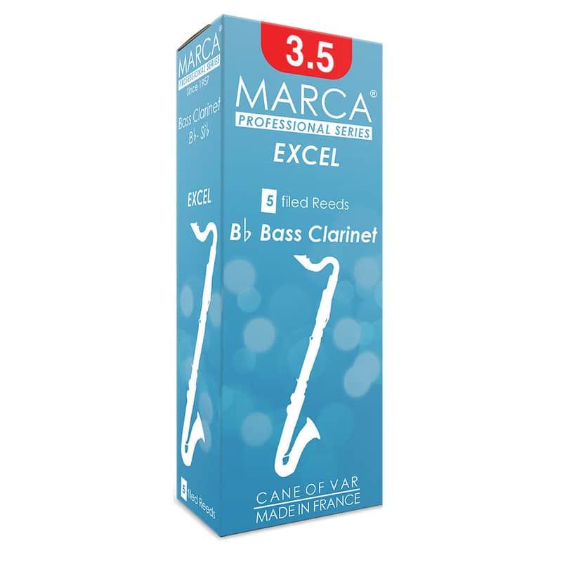 Mar Marca Excel Reeds ~ 5 Pack ~ Bass Clarinet ~ 3.5 Re