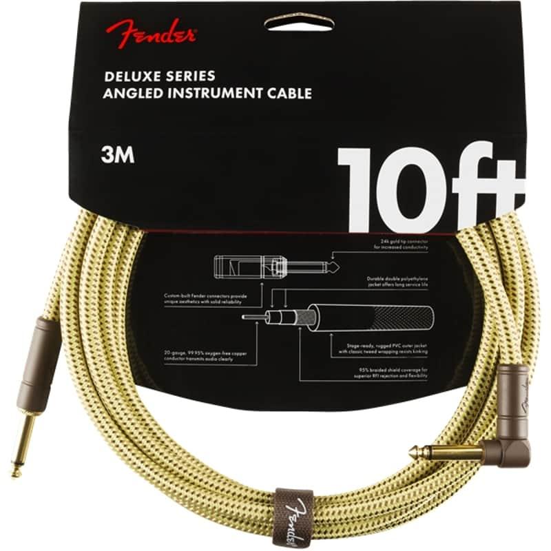 Fender Deluxe Series Instrument Cable 10 Foot Straight/Angle T...