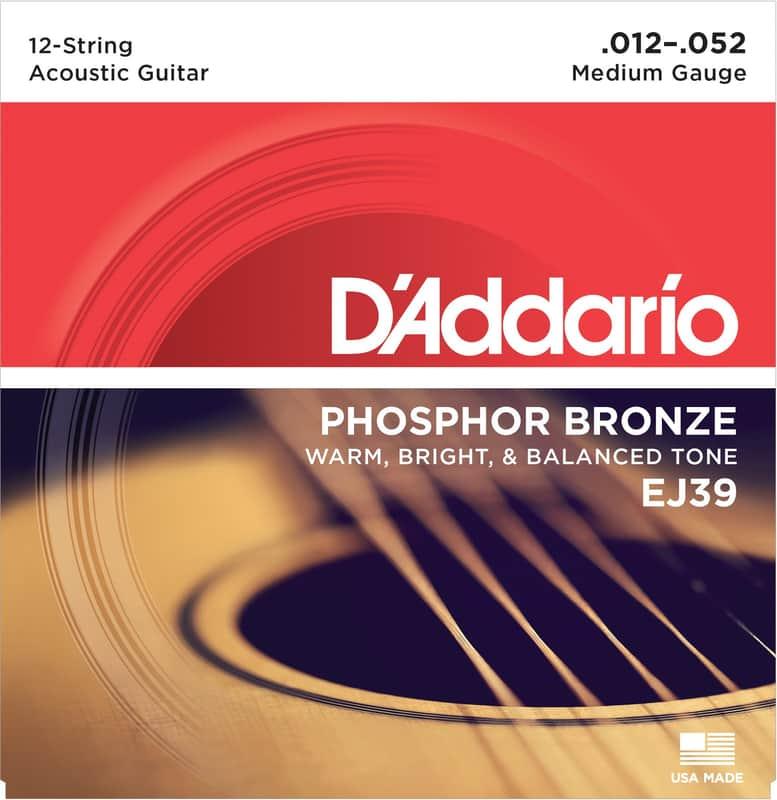 D'Addario EJ39 12-String Acoustic Guitar Strings Medium 12-52 ...