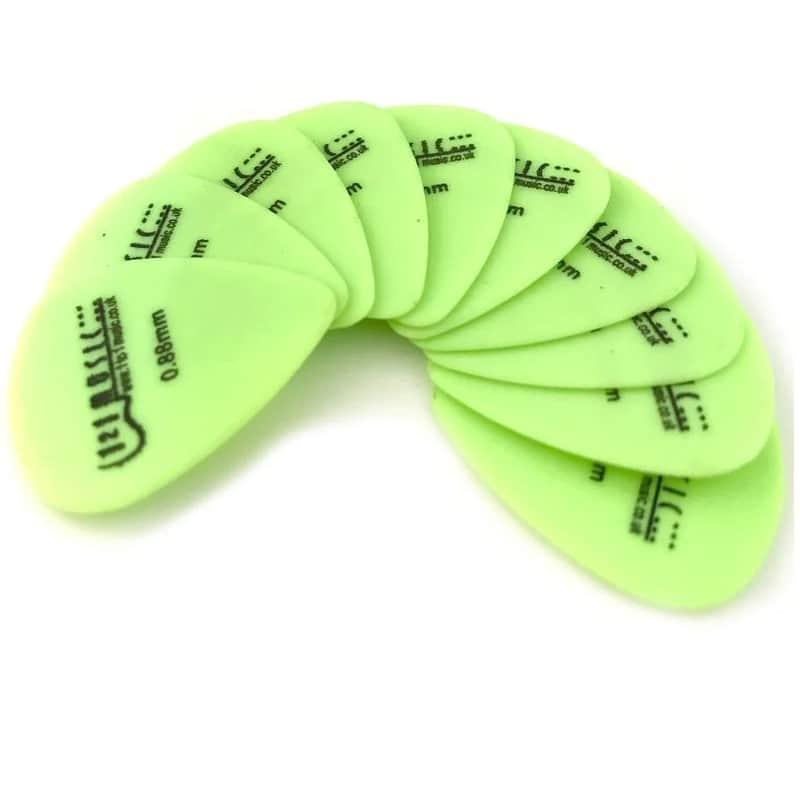 1To1Music 10 x Plectrums 0.88mm gauge Green