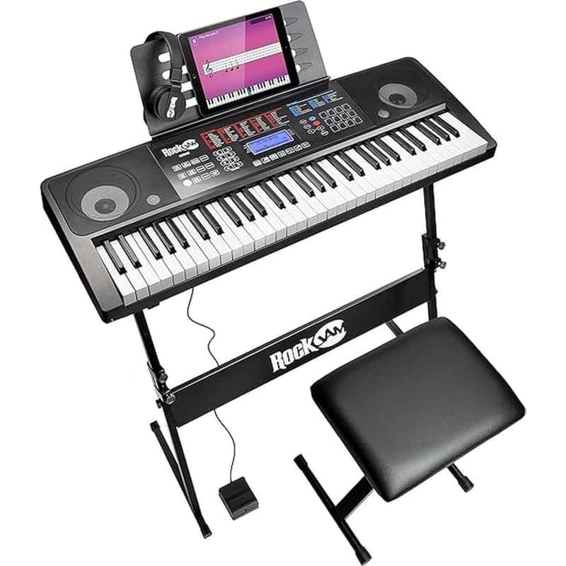 2025 Unbranded Rj761 61 Key Keyboard Piano With Keyboard Bench...