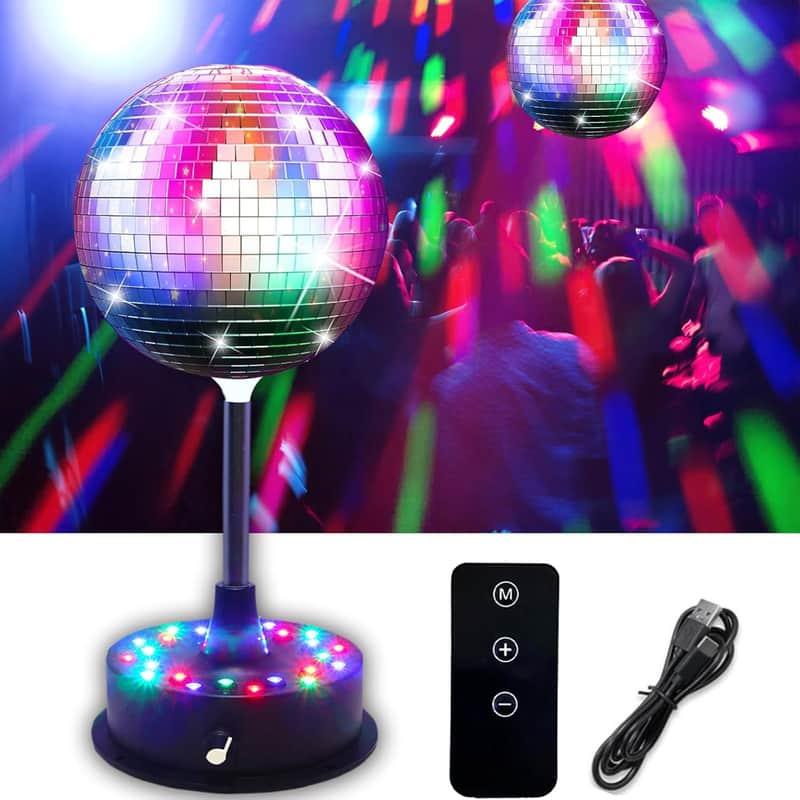 2025 DGRIVERGOD 6'' Mirror Disco Ball With 24 Leds Remote Cont...