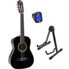 LaPaz 002 BK 1/2-Size Classical Guitar (Black) + Stand and Tuner